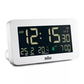 Cyfrowy budzik Braun BC10 Biały Wyświetlacz LCD Podświetlenie