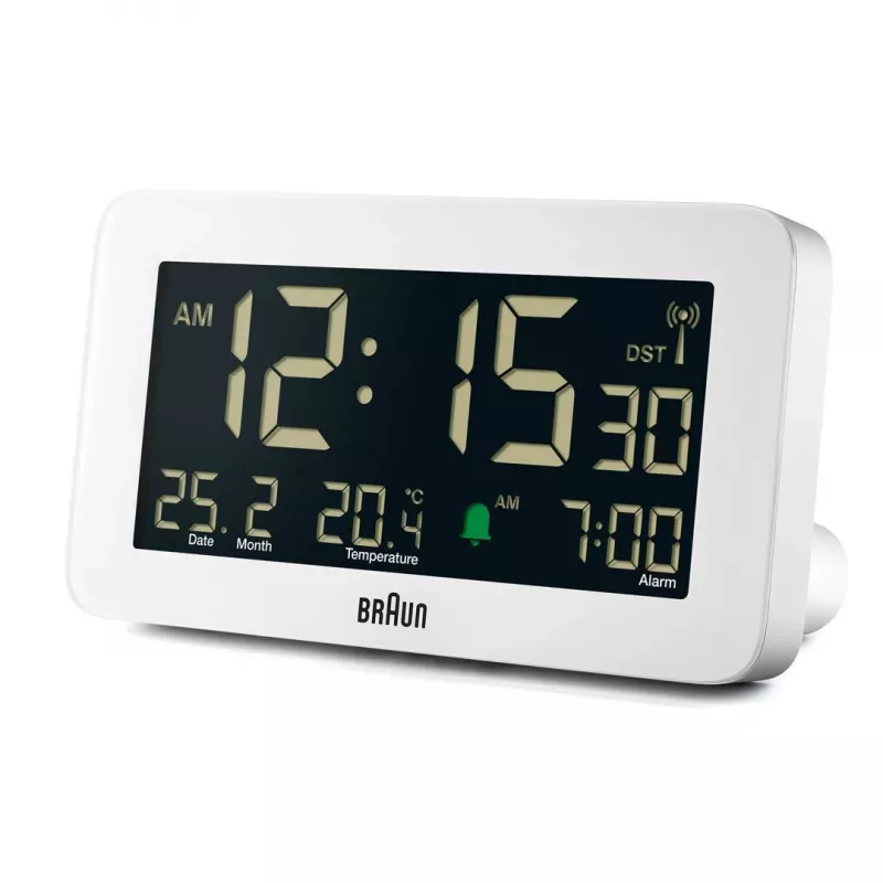 Cyfrowy budzik Braun BC10 Biały Wyświetlacz LCD Podświetlenie