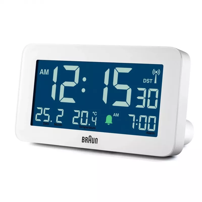 Cyfrowy budzik Braun BC10 Biały Wyświetlacz LCD Podświetlenie