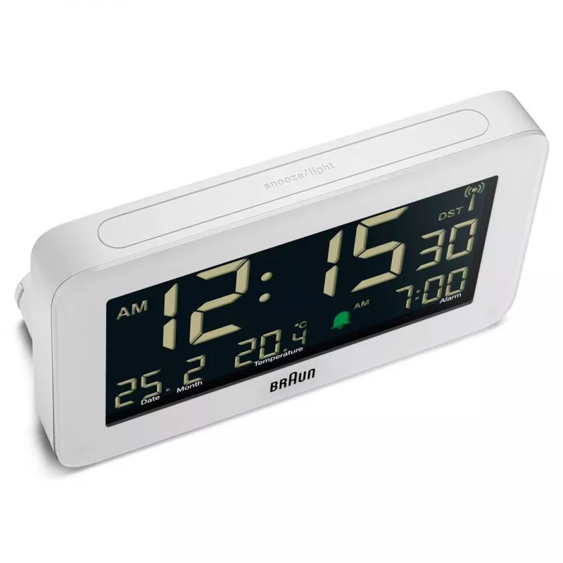 Cyfrowy budzik Braun BC10 Biały Wyświetlacz LCD Podświetlenie