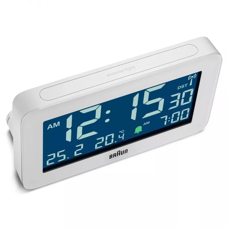 Cyfrowy budzik Braun BC10 Biały Wyświetlacz LCD Podświetlenie