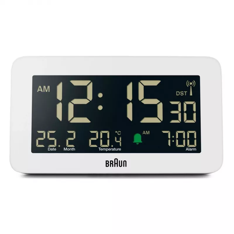Cyfrowy budzik Braun BC10 Biały Wyświetlacz LCD Podświetlenie