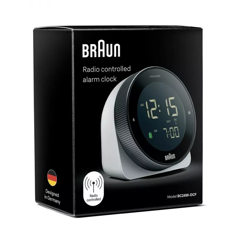 Braun BC24W-DCF zegar ścienny/ stołowy Zegar sterowany radiowo Prostokątny Czarny, Biały