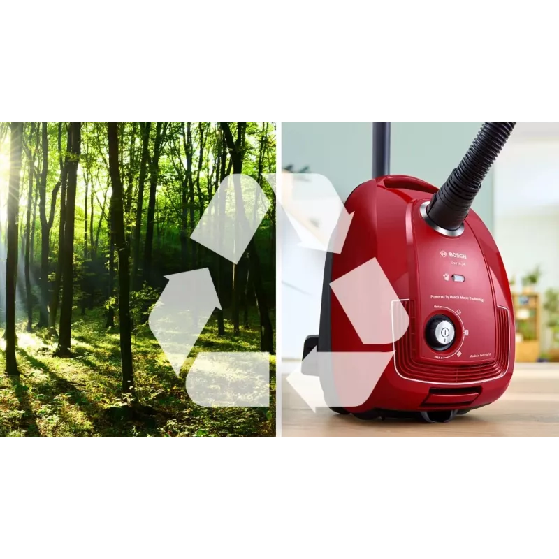Odkurzacz workowy Bosch Serie 4 BGD38RD1H, 600 W, worek na kurz 4 L, czyszczenie na sucho, czerwony