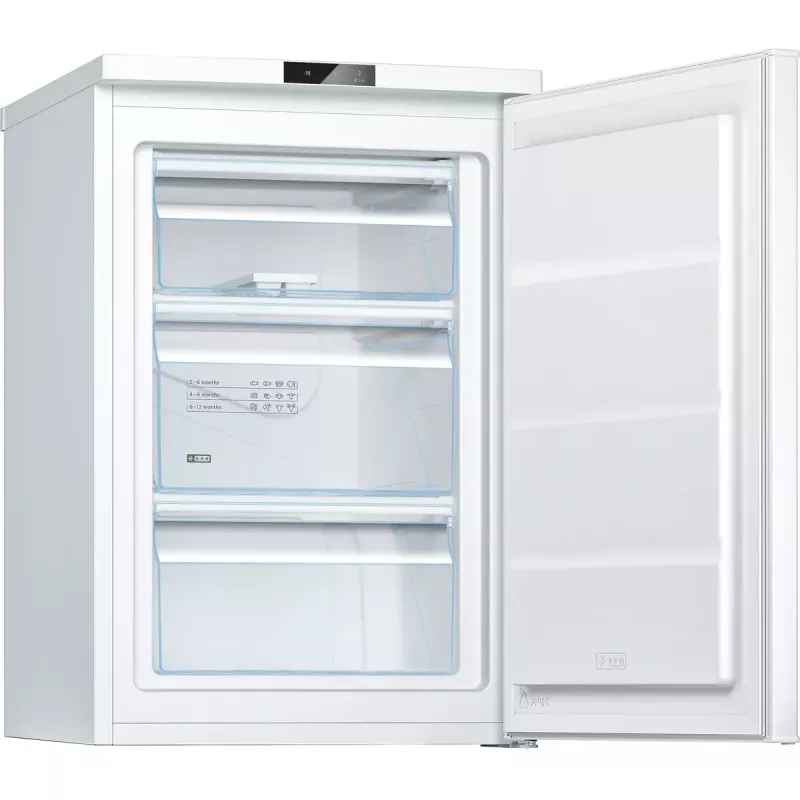 Zamrażarka pionowa Bosch Serie 2 GTV15NWEB — 83 L, wolnostojąca, klasa E, 39 dB, zawias prawy, biała