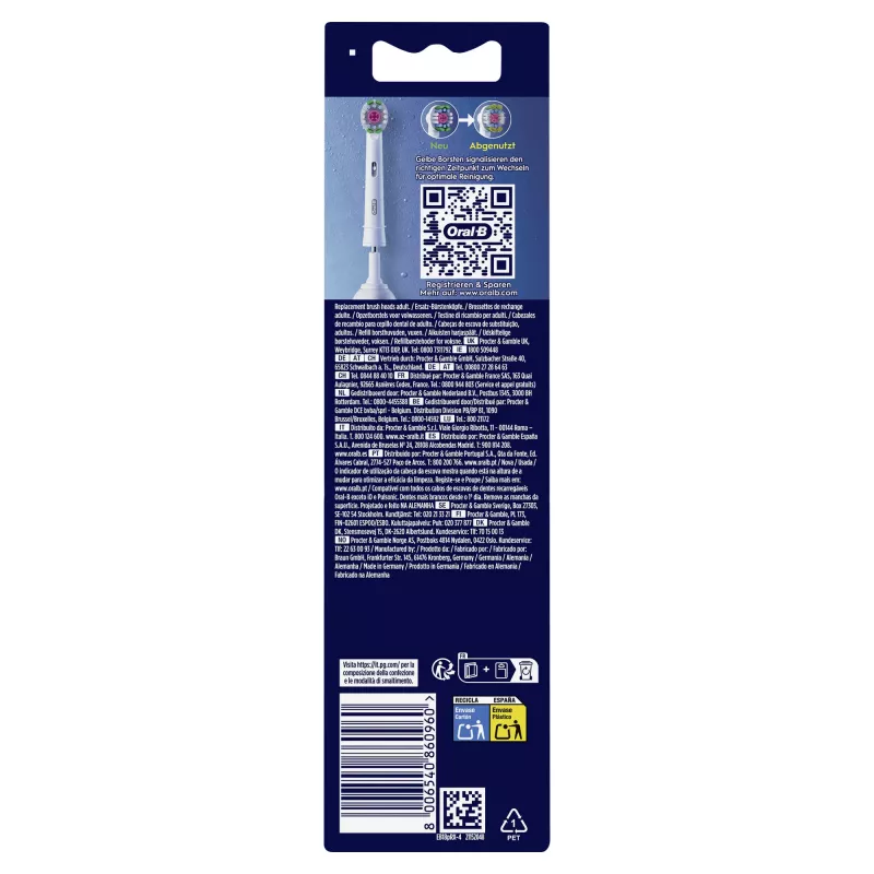 Główki szczoteczki Oral-B 860960 4 szt., białe główki wymienne