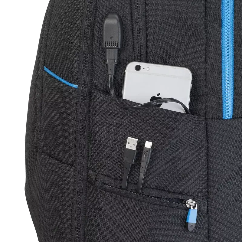 Plecak Rivacase 7860 do laptopów 43,9 cm (17,3 cala), poliester, czarny/niebieski