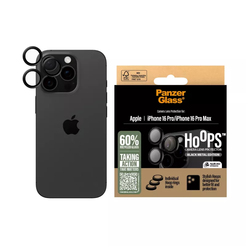 PanzerGlass ® Hoops® Osłona obiektywu aparatu Czarny iPhone 16 Pro | 16 Pro Max