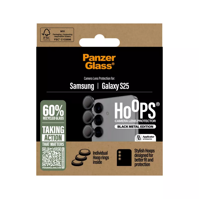 PanzerGlass ® Hoops® Ochraniacz Obiektywu Aparatu Czarny Samsung Galaxy S25