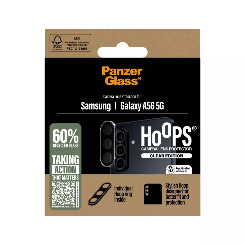 PanzerGlass Hoops Transparentny ochraniacz na obiektyw aparatu Samsung Galaxy A56 5G Odporny na zarysowania i wstrząsy