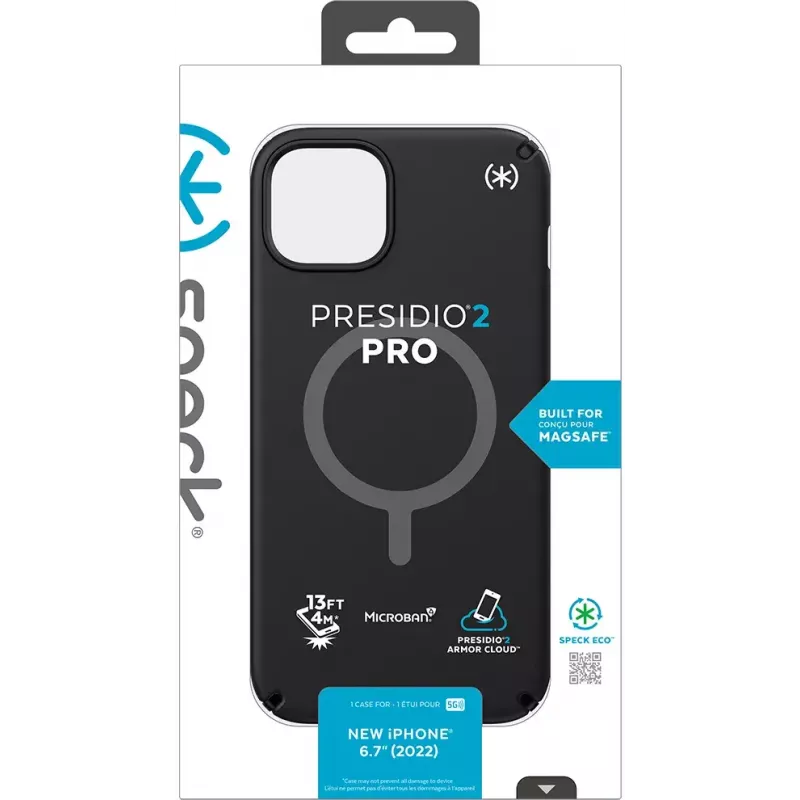 Speck Presidio2 Pro + MS Apple iPhone 14 Plus/15 Plus Czarny - z Microban Wytrzymałe Etui