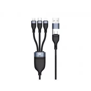 Kabel Conceptronic ETTA06B15 USB 3-w-1 PD 3.0 100W do szybkiego ładowania 1,5m, 20V 5A, 480Mbps, E-Mark