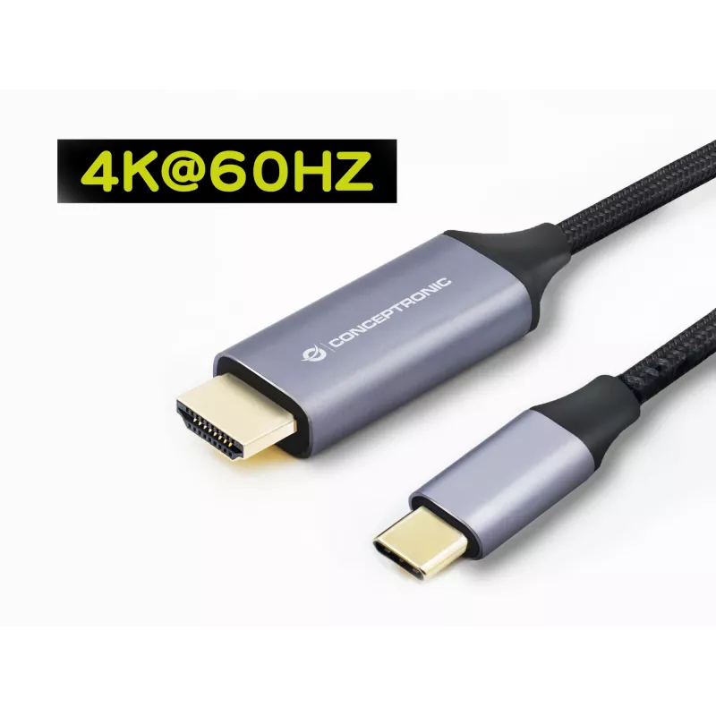 Kabel Conceptronic USB-C na HDMI, męski na męski, 4K 60Hz, 2 m, USB Type-C, HDMI, męski, męski, prosty