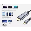 Kabel Conceptronic USB-C na HDMI, męski na męski, 4K 60Hz, 2 m, USB Type-C, HDMI, męski, męski, prosty