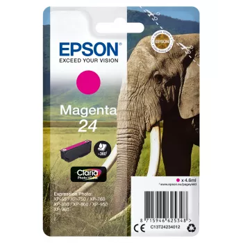 Epson Elephant Singlepack magenta 24 Claria Photo HD Ink, standardowa wydajność, magenta, atrament pigmentowy, 4,6 ml, 1 szt., 360 str.