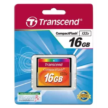 Karta CompactFlash Transcend TS16GCF133 16 GB, odczyt 50 MB/s, zapis 20 MB/s