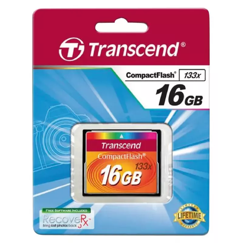 Karta CompactFlash Transcend TS16GCF133 16 GB, odczyt 50 MB/s, zapis 20 MB/s