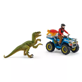 schleich Dinosaurs Quad escape from Velociraptor, Dinozaury i wulkan, Stacja badawcza, 4 lat(a), Wielokolorowy, Plastik