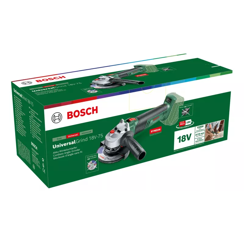 Szlifierka kątowa Bosch Universal Grind 18V-75 11,5 cm 12000 obr./min 1,7 kg