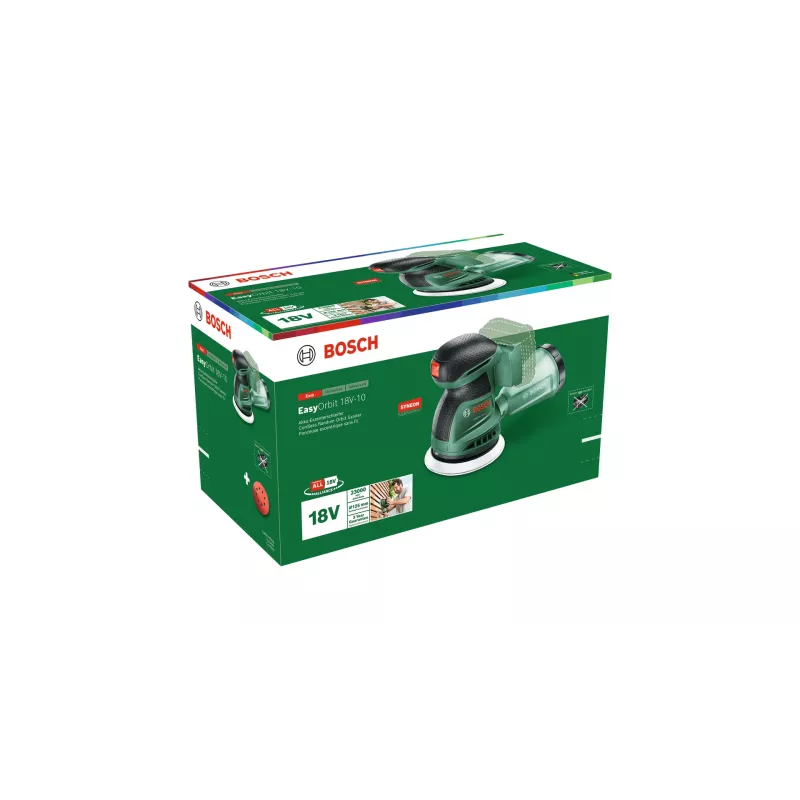 Bosch EasyOrbit 18V-10 (Baretool), szlifierka oscylacyjna, czarna, zielona, tworzywo sztuczne, Niemcy, 23000 OPM, 1 mm
