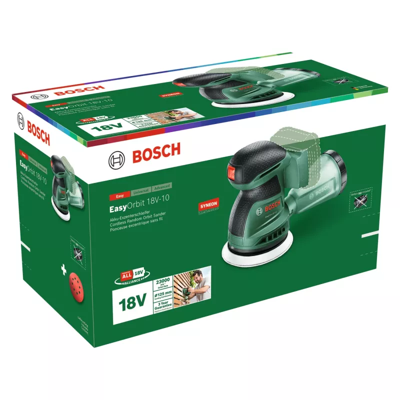 Bosch EasyOrbit 18V-10 (Baretool), szlifierka oscylacyjna, czarna, zielona, tworzywo sztuczne, Niemcy, 23000 OPM, 1 mm