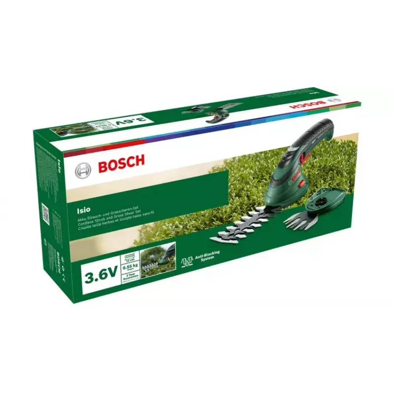Bosch Isio bezprzewodowe nożyce do trawy 8 cm 3,6 V Litowo-jonowe (Li-Ion) Czarny, Zielony