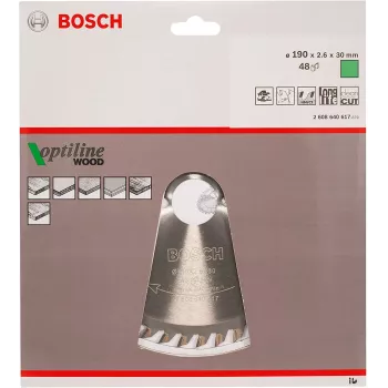 Bosch Optiline Wood Circular Saw Blades, Wood, 19 cm, Bosch, 340 g, 1 szt.