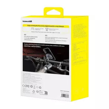 Uchwyt rowerowy Baseus PrimeTrip 2-in-1 na telefon z latarką, czarny