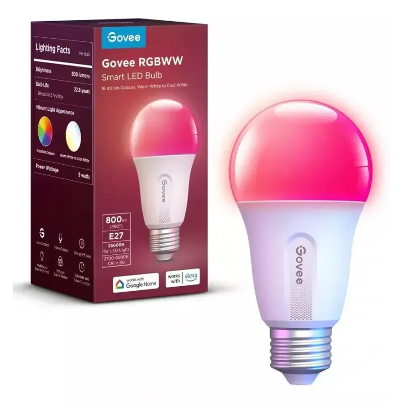 Inteligentna żarówka Govee Smart Wifi&BLE Light Bulb 800 lm — E27, 9 W, Wi‑Fi/Bluetooth, biała