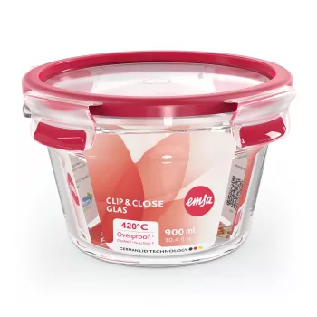 EMSA CLIP & CLOSE N10404 Okrągłe pudełko 0,9 l przezroczyste 1 szt.
