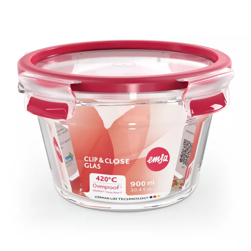 EMSA CLIP & CLOSE N10404 Okrągłe pudełko 0,9 l przezroczyste 1 szt.