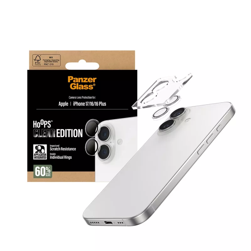 PanzerGlass ® Hoops® Osłona obiektywu aparatu Transparentna iPhone 17 | iPhone 16 | 16 Plus