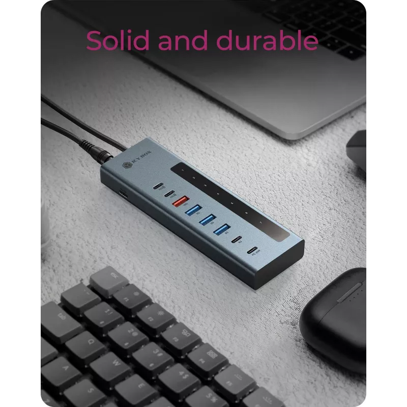 RAIDSONIC ICY BOX Hub 9-w-1 z Power Delivery, USB 3.2 Gen 2 Type-C/Type-A, aluminium, niebieski
