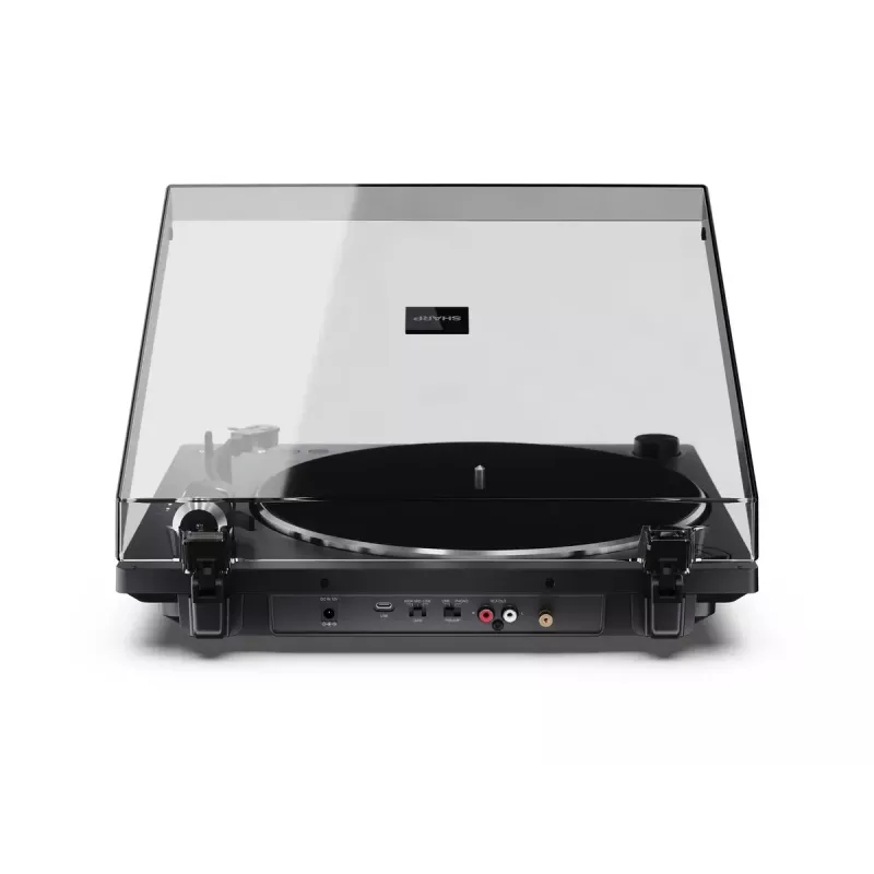 Gramofon Sharp RP-TT100 czarny z napędem bezpośrednim i wyjściem USB do nagrywania cyfrowego