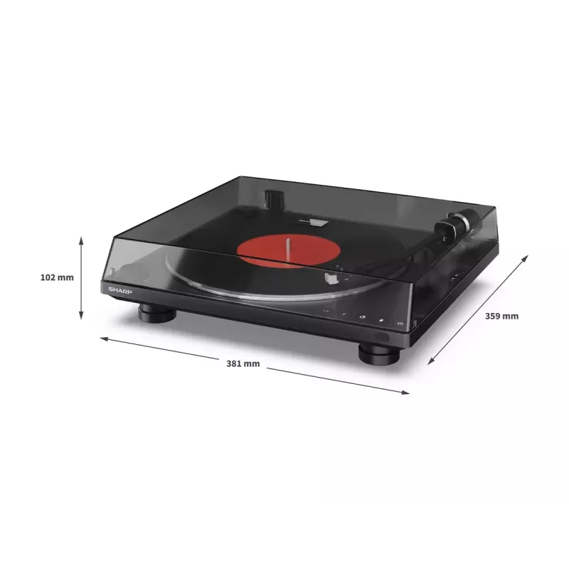 Gramofon Sharp RP-TT100 czarny z napędem bezpośrednim i wyjściem USB do nagrywania cyfrowego