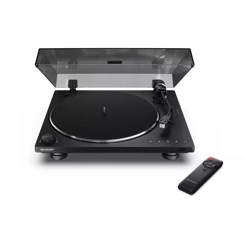 Gramofon Sharp RP-TT100 czarny z napędem bezpośrednim i wyjściem USB do nagrywania cyfrowego