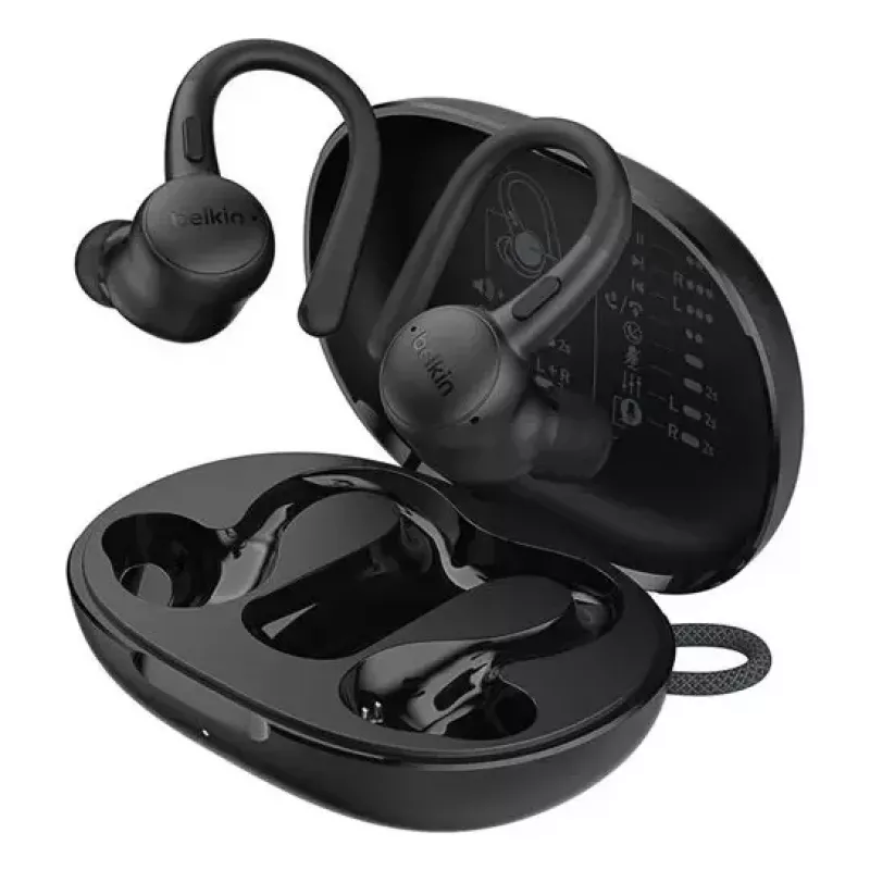 Zestaw słuchawkowy Belkin SoundForm ActiveFit przewodowy bezprzewodowy Bluetooth czarny