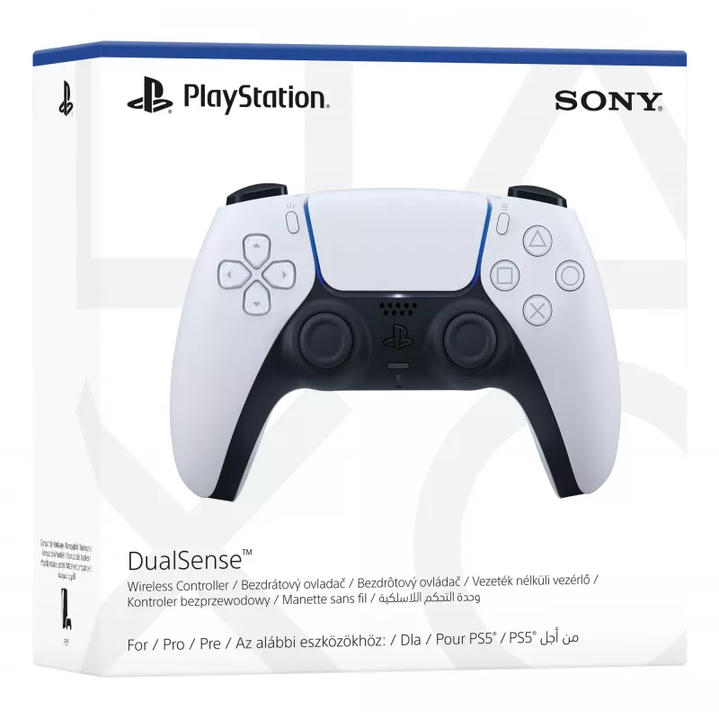 Gamepad Sony DualSense V2 Czarno-Biały — Przewodowy i bezprzewodowy Bluetooth/USB do PS5, PC, Mac, iOS, Android, 0,28 kg