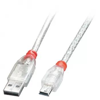 Kabel Lindy 0,5m USB 2.0 - Typ A na Mini-B, przezroczysty