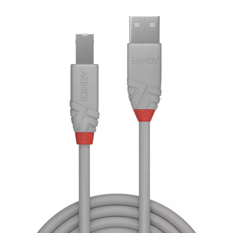 Kabel Lindy 2m USB 2.0 Typ A na B, Anthra Line, Szary