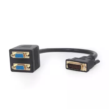 Kabel wideo adapter GEMBIRD DVI-I na 2×VGA (D-Sub), 0,3 m, czarny