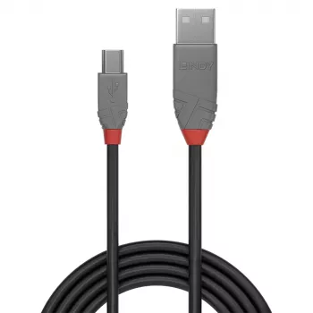 Lindy 5m USB 2.0 Type A to Mini-B kabel, Anthra Line