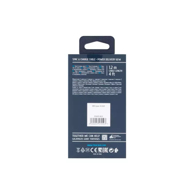Kabel USB Rivacase PS6105 BL12 USB 2.0 1,2 m USB C Niebieski