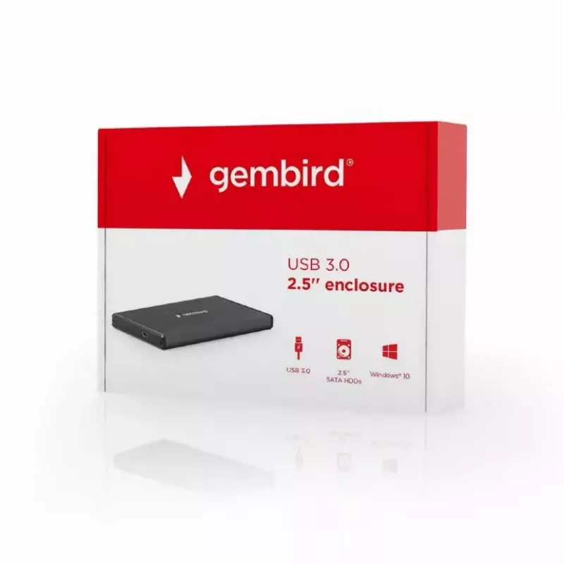 Obudowa HDD GEMBIRD EE2-U3S-3 dla napędów SATA 2,5 cala, 1-kieszeniowa, Micro-USB B, USB 3.2 Gen 1, do 2 TB, czarna