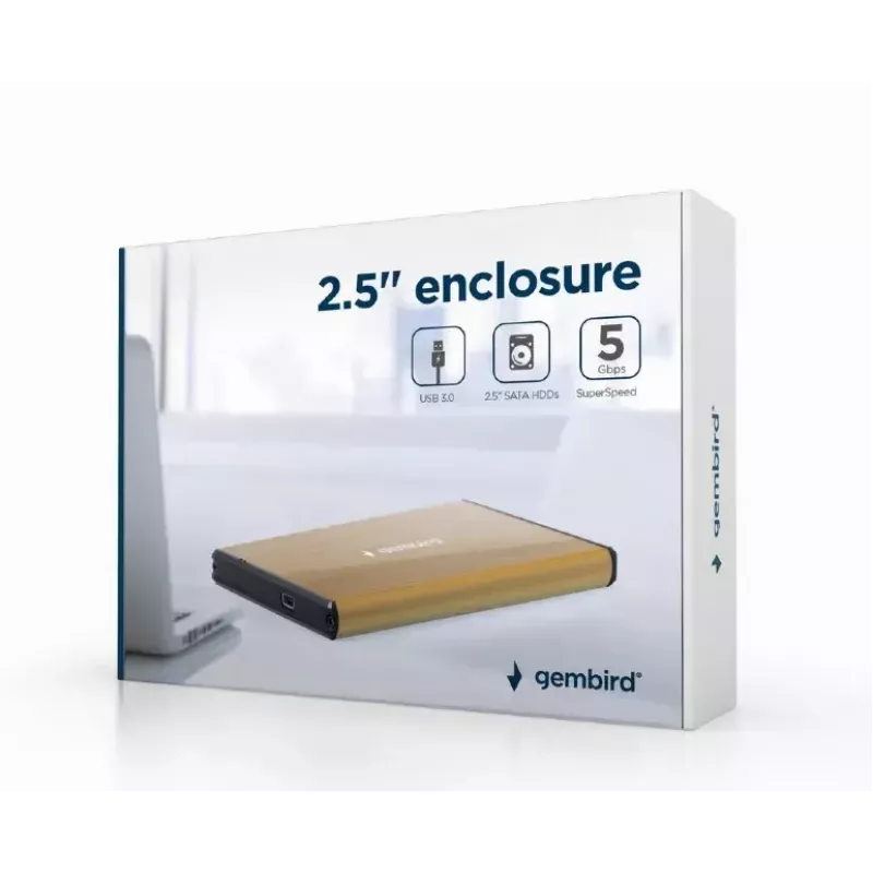 Obudowa HDD Gembird EE2-U3S-3-GL dla dysków SATA 2,5 cala, jedno-kieszeniowa, USB 3.0, złota
