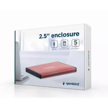 Obudowa HDD Gembird EE2-U3S-3-P na dyski SATA 2,5 cala, jednokieszeniowa, 5 Gbit/s, różowa