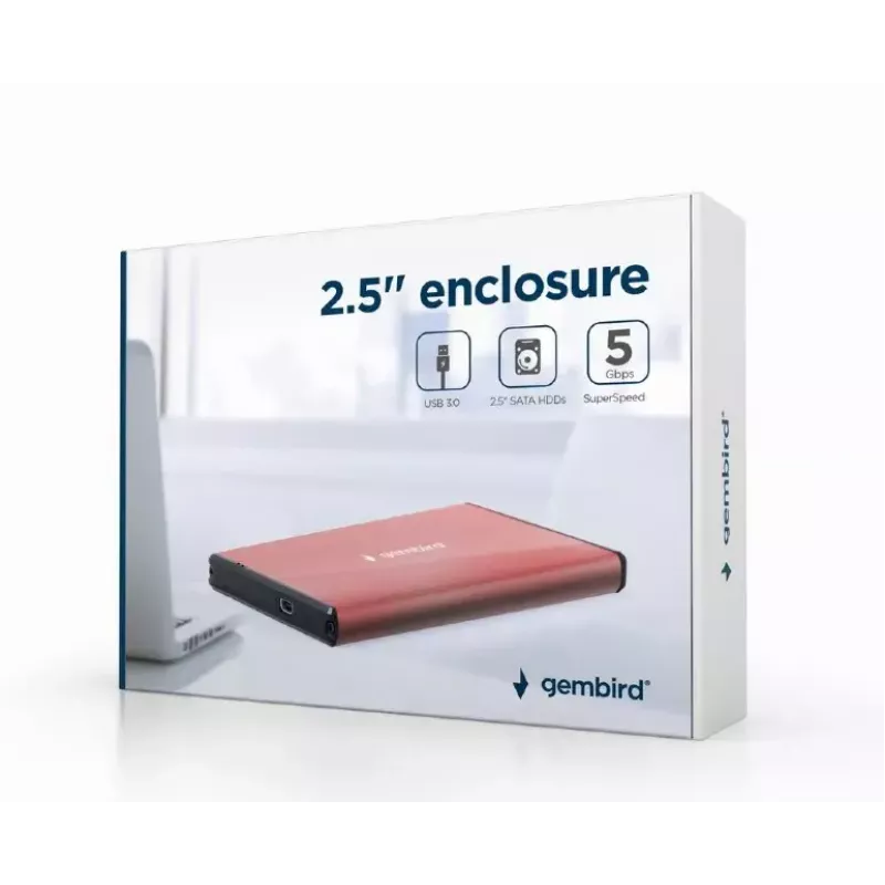Obudowa HDD Gembird EE2-U3S-3-P na dyski SATA 2,5 cala, jednokieszeniowa, 5 Gbit/s, różowa