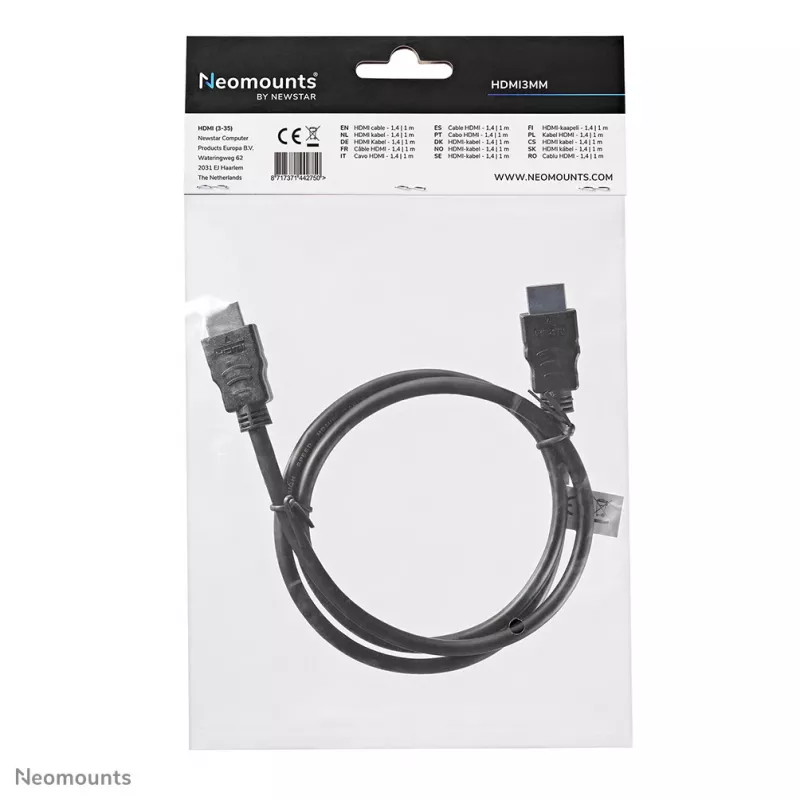 Neomounts HDMI3MM kabel HDMI - 1 metr, 1 m, HDMI Typ A (Standard), HDMI Typ A (Standard), 10,2 Gbit/s, Czarny