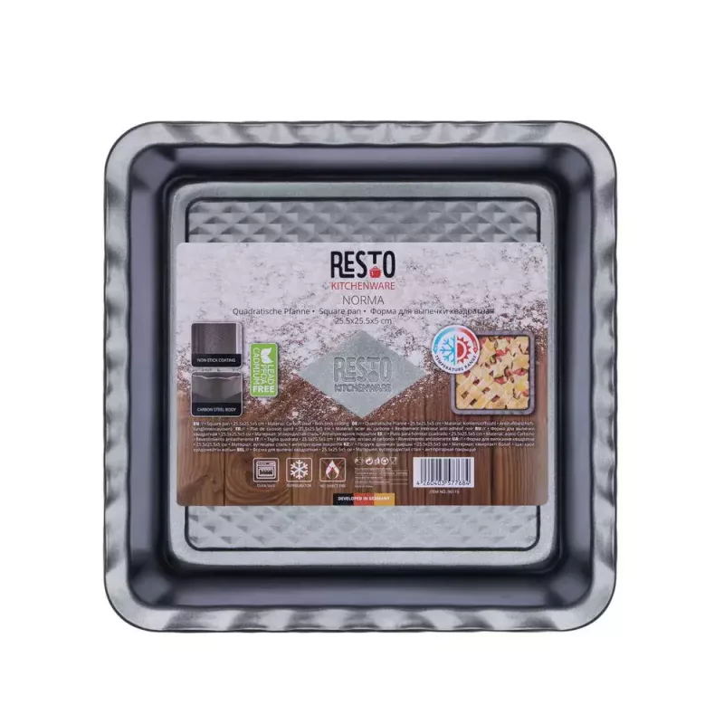 Naczynie do lasagne Resto Kitchenware 96115 prostokątne stal węglowa 255x255x50 mm