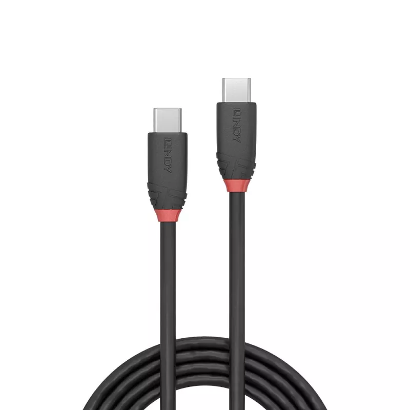 Lindy 0.5m USB 3.2 Type C to C kabel, 20Gbps, Czarny Line